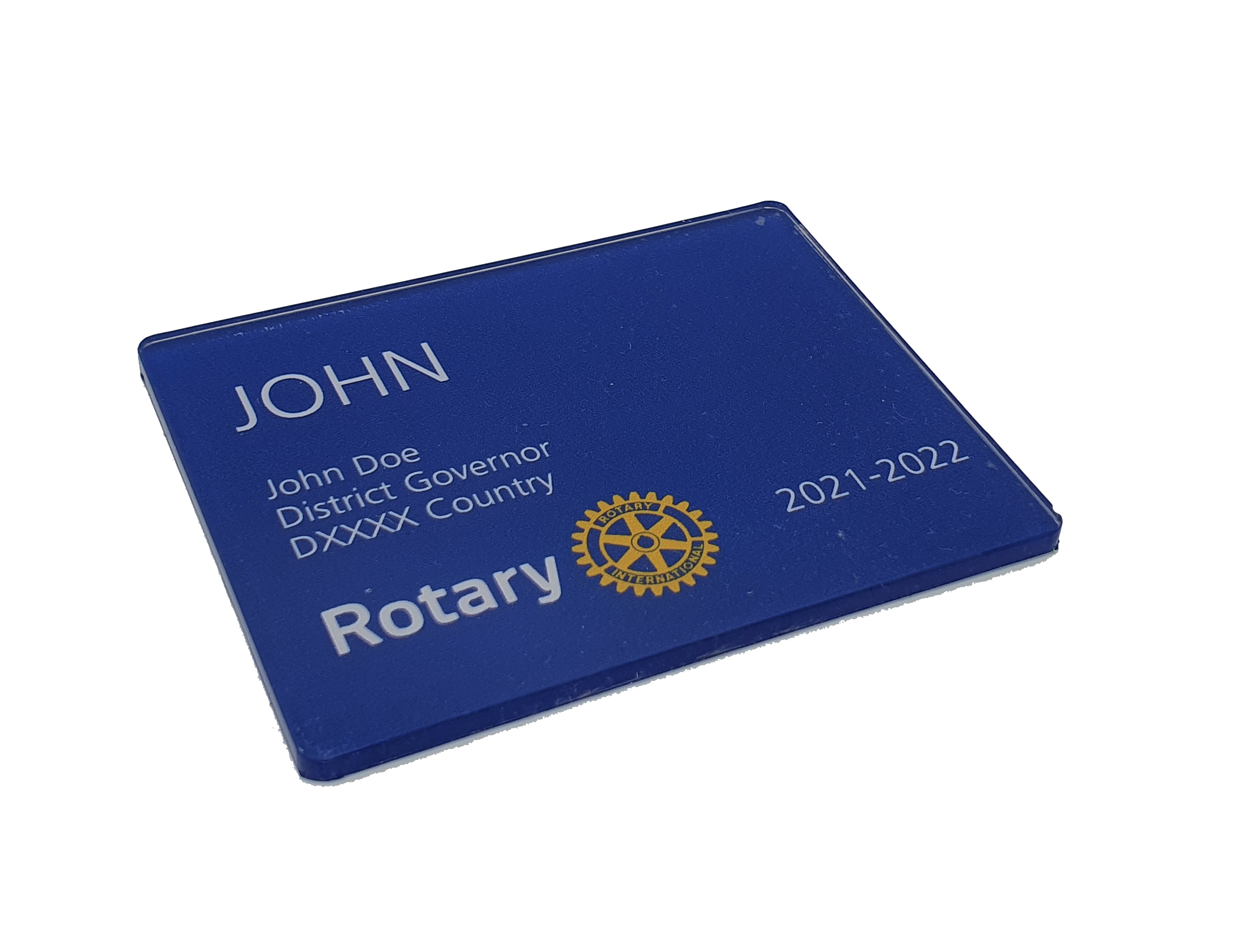 2x acrylic name badges for Club & District Officials Klemme/Nadel